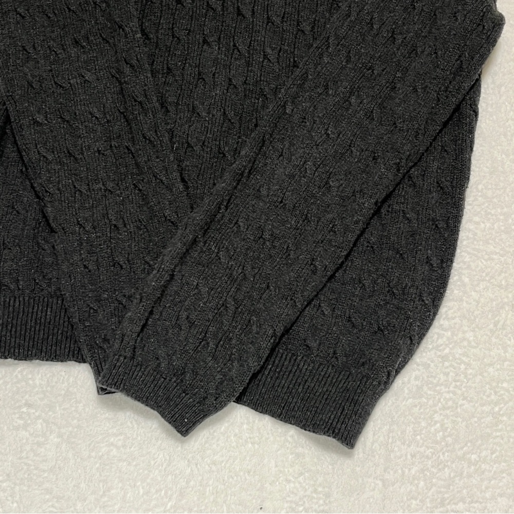 Nautica XL Charcoal Cable Knit V-Neck Sweater Purple/Pink Logo Preppy - Picture 4 of 9